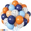 HILAVO Dog Paw Balloons Orange and Blue 60pcs 12 Inch Paw Print Puppy Balloons Navy Blue Pastel Orange Beige Latex Helium Balloon for Boys Paw Space Theme Baby Shower Blue Birthday Party Decorations