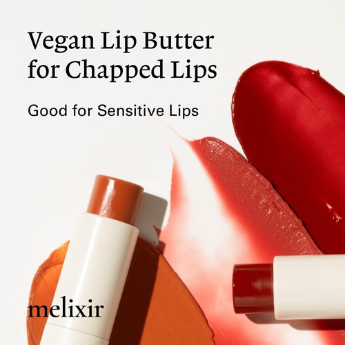 Melixir Vegan Lip Butter #01 Agave(Clear) (+11 more colors) 0.13oz, Bee Free, Petrolatum Free, Deep Nourishing Plant-Based Vegan Chapstick, Vegan Lip Balm for Dry, Cracked and Chapped Lips