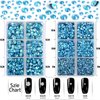 LPBeads 6400 Pieces Aquamarine Blue AB Hotfix Rhinestones Flat Back 5 Mixed Sizes Crystal Round Glass Gems with Tweezers and Picking Rhinestones Pen