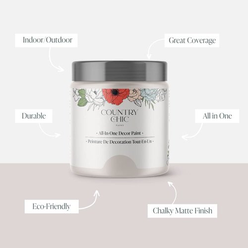 Country Chic Paint - Chalk Style All-in-One Paint for Furniture, Home Decor, Cabinets, Crafts, Eco-Friendly, Matte Paint, Darling [Light Purple] Sample 4oz