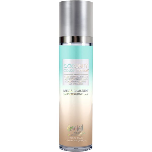 Devoted Creations Coconut Color Cream Mega Moisture Bronzing Glow Facial Mask – Plant Stem Cell Infused, Collagen Plumping, Imperfection Blurring, Pore Tightening, Skin Perfecting Tan Enhancer – 1.7 oz.