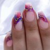 ANDGING Pink Press on Nails Coffin Short Ombre Fake Nails with Glue Acrylic Gold Curved Glue on Nails with Designs Classy Gel Manicure Glitter False Nail for Women Girls Stick ons Nails for Wedding