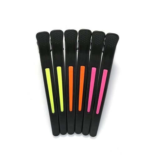 6Pcs/set Pinup Plastic Duck Bill Hair Clips for Sectioning Hair - Professional Non Slip Silicone band Clips Salon DIY Accessories Hairpins Hairgrip for Women(Blcak-Multicolor)