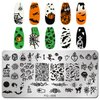 JERCLITY 6pcs Halloween Nail Stamping Plate Halloween Nail Stamping Plates for Nails Cobwebs Witch Ghost Skull Jack-o'-Lantern Haunted House Image Plates Nail Stamper Kit for Halloween Nail Art