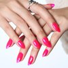 GLAMERMAID Press on Nails Short Almond, Handmade Fluorescence Hot Pink Glue on Gel Nails, Short Stiletto Acrylic False Nails Kits Reusable UV Finish Full Cover Stick on Nails for Women Girls