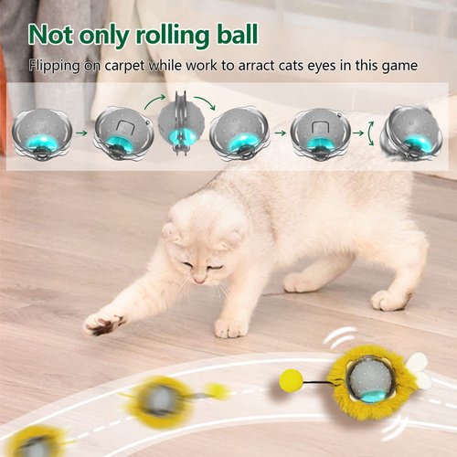 AUKL Interactive Cat Toys Ball Super Drive Electric Cat Toy Automatic Rolling Robotic Car Motion Activate (Newest)