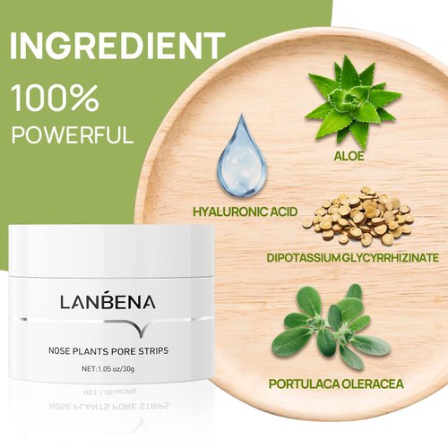 LANBENA 2.0 Blackhead Remover, Nose Plants Pore Strips Deep Cleansing Peel off Mask with Salicylic Acid, Amazonian White Clay, 60Pcs Nose Strips Black Heads Remover from Face