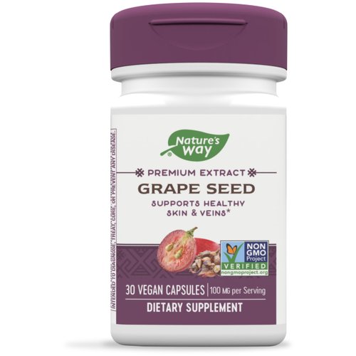 Nature's Way Premium Blend Grape Seed with Vitamin C, Supports Skin and Veins*, 30 Vegan Capsules