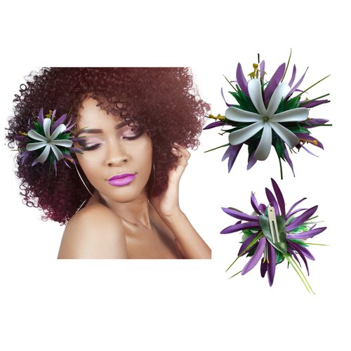Tahitian Tiare Hawaii Flower Hair Clip for Women-Big Artificial-Fabric- Foam Flower Clips for Hair-Beach Wedding Barrette for Luau Party -Maui Diva Hair Flowers for Women & Girls by Aviella Aloha
