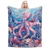 Ocean Octopus Blanket Nautical Octopus Fleece Throw Blanket Fuzzy Plush Super Soft Cozy Warm Octopus Decor Stuffed Animal Blanket Gifts for Boys Girls Kids Adult Men Women 40"x50"