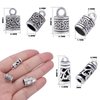 60pcs Antique Silver Cord End Caps Tibetan Alloy Flower Patterns Glue-in Tassel Leather End Caps Buckle Tips Accessories for DIY Craft Necklace Bracelet Jewelry Making, 3 Styles