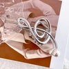Music Note Hair Clips with Pearl Silver Metal Hair Accessories for Women Girls Elegant Note Curve Hair Claw Clips Shiny Hairpins Strong Hold Nonslip Hair Clip for Thick or Thin Hair Goddess Look 1 Pcs