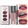 ZAMANIYA 3 In 1 Lip Gloss Set With Matte Lipstick ,Moisturizing Lip Gloss And 2mm Lip Liner Liquid Lipstick Long Lasting Makeup Lip Plumping Lipstick Lipgloss Soft And Smooth Like Cream (01 - Sunset Encounter)