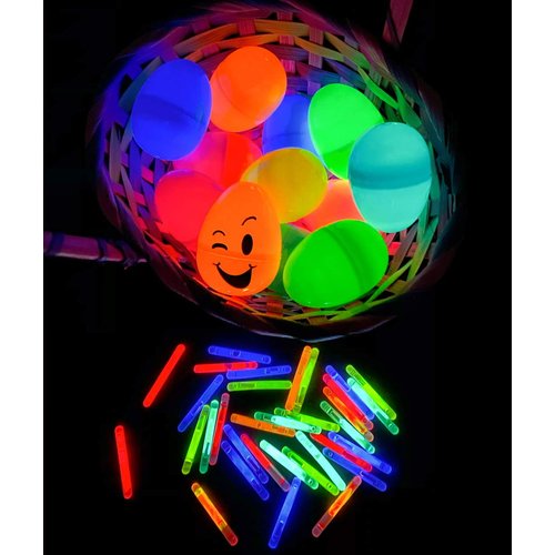 GiftExpress 100 Pcs Mini Glow Sticks Assorted Colors, Bulk Mini Glow in The Dark Sticks for Easter Eggs Filler, Easter Basket Stuffers, Easter Night Egg Hunts, Fishing Floats, Halloween Glow Party