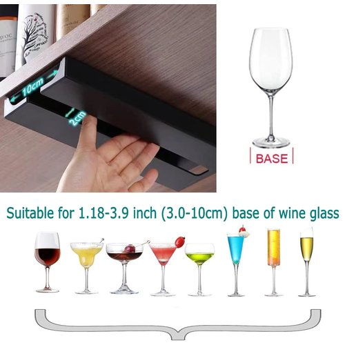 runruii Wine Glass Holder Under Shelf Cabinet Wine Glass Rack Plastic Stemware Rack Glassware Drying Storage Hanger for Kitchen,Bar and Restaurant (White-2Pack)