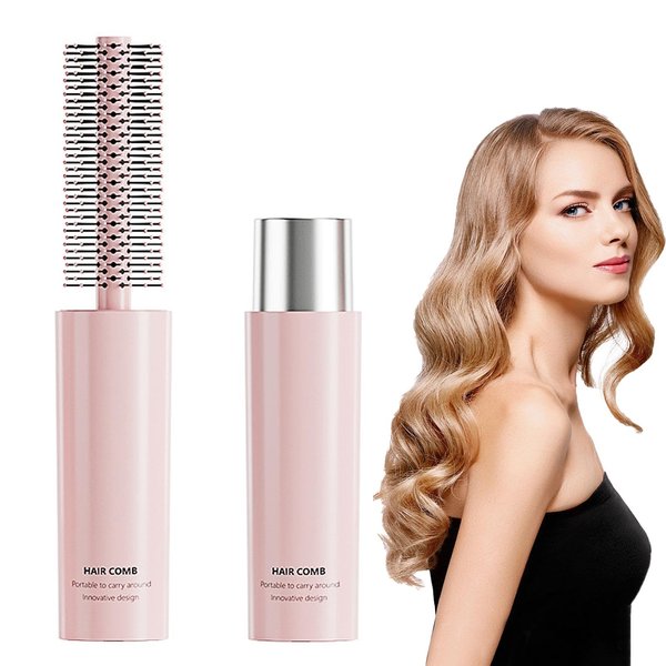 homfanseec Round Brush for Blow Drying Curly Hair, Bangs, Thin Short Hair, Pink, Massage Experience, Ergonomic Handle Material, Portable Travel Brush for Women