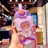 Kawaii Water Bottle Cute Water Bottles for Girls, Kawaii Water Bottle with Straw and Adjustable Strap, Portable Leakproof BPA-Free Drinking Bottle for School Outdoor Sports Travel, 24oz (Purple Cat)