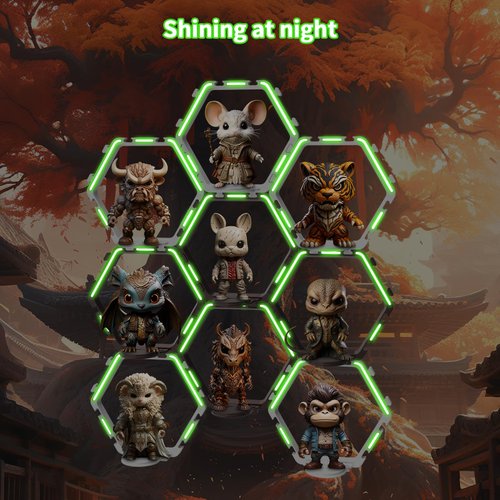 YODAR 9 PCS Riser Display Shelf for Funko POP Figures, Floating Shelves Display Ledge for Organizer and Decoration, Collectibles Display Stands Showcase, Glowing at night