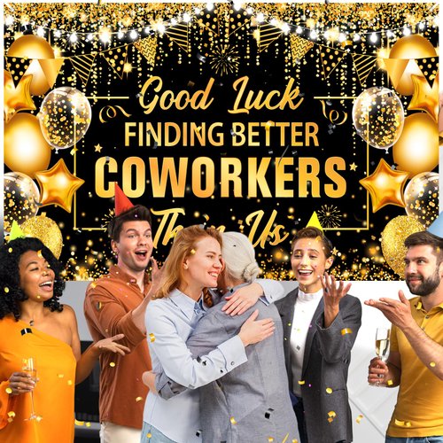 Black Gold Coworker Leaving Party Decorations Banner Going Away Party Decorations for Coworker Good Luck Finding Better Coworkers Than Us Banner Farewell Party Backdrop for Coworker Office Leaving Goodbye Party