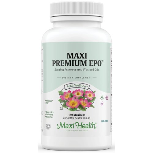 Maxi-Health Evening Primrose and Flax Seeds Oil Softgels - Vegan Omega 3 6 9 Supplements for Healthy Skin, Hair, and Joints - Kosher Certified, Organic Evening Primrose Oil Softgels, 180 Count