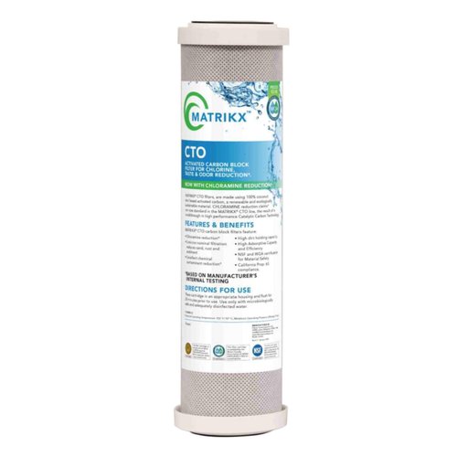 Matrikx 10 inch CTO Carbon Block Filter now with Chloramine Reduction, 2.5 inch x 10 inch, 32-250-10-MATRIKX, Gray