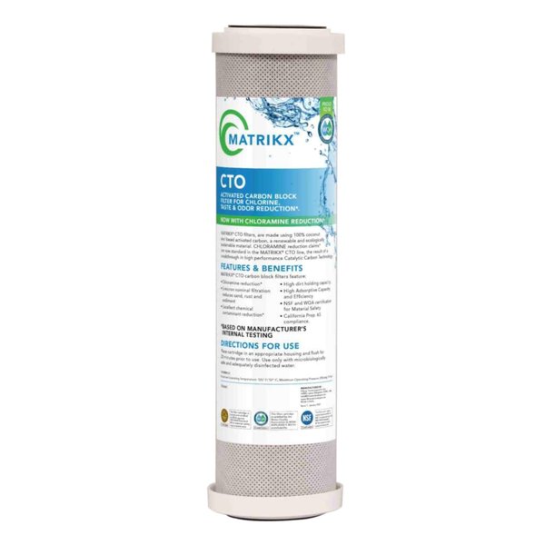 Matrikx 10 inch CTO Carbon Block Filter now with Chloramine Reduction, 2.5 inch x 10 inch, 32-250-10-MATRIKX, Gray