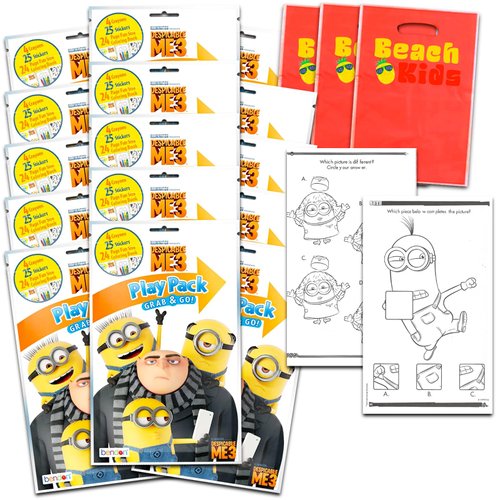 Minions Party Favor Play Packs - Bundle with 15 Minions Despicable Me Gru Activity Packs with Col...
