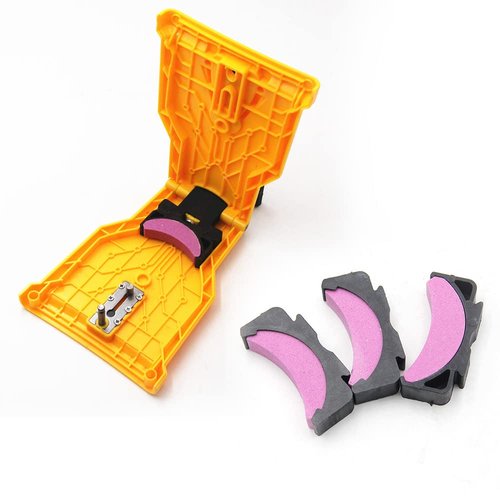 Yetaha Chainsaw Sharpener with 5Pcs Whetstons,Portable Chain Saw Blade Sharpener, Universal Fast-Sharpening Stone Grinder Tools for 14/16/18/20 Inch Two Holes Chain Saw Bar