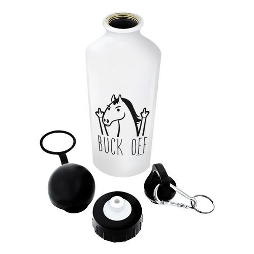Horse Related Gifts Buck Off Funny Horse Gifts Horse Themed Gifts for Women Horse Gifts for Men Horse Water Bottle Gift 2-Pack Aluminum Water Bottles with Cap & Sport Top White