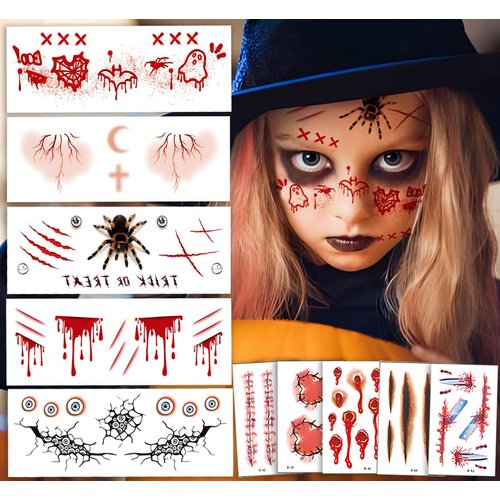 350+ PCS 3D Tattoos Temporary Realistic,30 Sheets Wound Scars Fake tattoos+6 Sheets Waterproof Temporary Tattoo,Long Lasting Temporary Tatto for women Men Kids