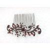Faship Burgundy Crystal Floral Hair Comb