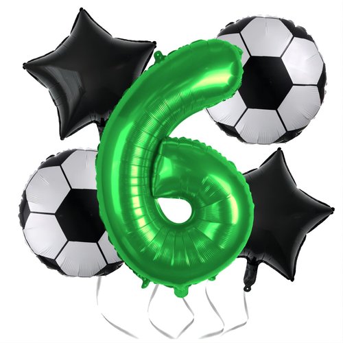Kwuz Soccer Balloons 6th Birthday Decoration for Boys, Soccer Birthday Party Supplies World Cup Soccer Sports Theme Birthday Party Decorations Supplies Favors Anniversary Decor Mylar Green 6 Balloon