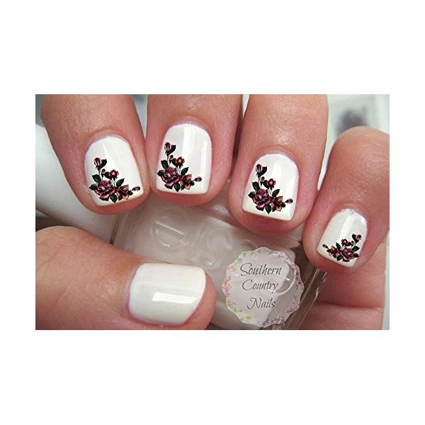 Goth Flower Nail Art Decals