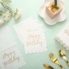 Qilery 100 Pack Happy Birthday Napkins Bulk, Scalloped Disposable Cocktail Napkins White and Gold Birthday Napkins 2 Ply Paper Napkins for Birthday Party Supplies, 5 x 5 Inch