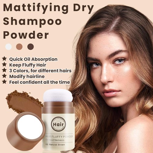 Noerrors Dry Shampoo Powder, Mattifying Root Boost Fuller Looking Non-aerosol Benzene-free No White Cast Refresh Hair Fluffy Volumizing Volume Powder Wash Free Travel Size for Women Men #02Light Brown