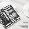 Manicure Set - HEMOUR 19 in 1 Stainless Steel Manicure Set, Professional Beauty Set, Nail Care Set Leather Case, Great Gift For Men And Women