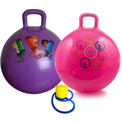 Hippity Hop 45 Cm / 18 Inch Diameter Including Free Foot Pump, for Children Ages 3-6 Space Hopper, Hop Ball Bouncing Toy - 2 Balls
