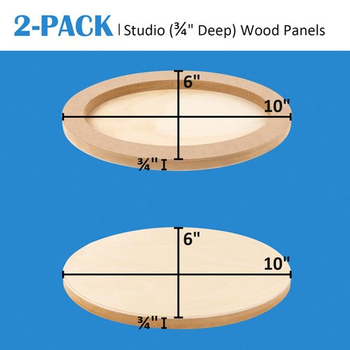 Falling in Art 6'' x 10.5” Unfinished Wooden Oval Panels Kit, 3/4" Deep Wood Canvas Boards for Painting, Wood Art Boards for Pouring, Art and Crafts, 2 Pack