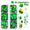 St.Patrick’s Day Nail Art Glitters Sequins 3D Holographic Laser Shamrock Designs Nail Art Flakes Shiny Green Clover Nail Stickers Nail Supplies for Women Girls Acrylic DIY Manicure Decoration 6 Grids
