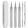 YGQQOY Blackhead Remover Tool, 5Pcs Acne Remover comedone Extractor, Professional Stainless Skin Zit Acne Blemish Whitehead Popping Removing Surgical Tweezers Extraction Tools for Nose Eye Face