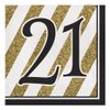Creative Converting Black and Gold 21" Paper Luncheon Napkins, 6 1/2 In, 21st Birthday
