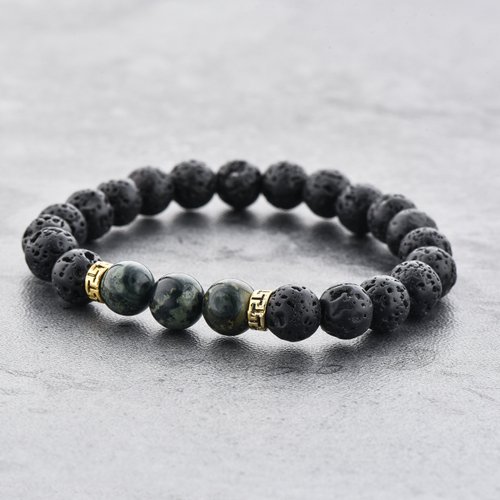 Mystiqs Lava Rock & Camouflage Natural Stone Bracelet Essential Oil Diffuser for Men, Woman Aromatherapy Ideal for Anti-Stress or Anti-Anxiety