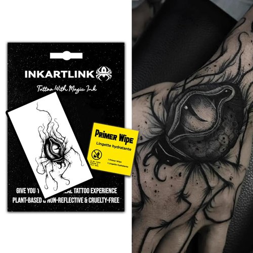INKARTLINK Temporary Tattoos, Semi Permanent Tattoos, Adult Art Designs, Waterproof Temporary Tattoos, Party Favors, Tattoo Stickers Realistic, No Adhesive, Lasts 1-2 Weeks (Evil eye)