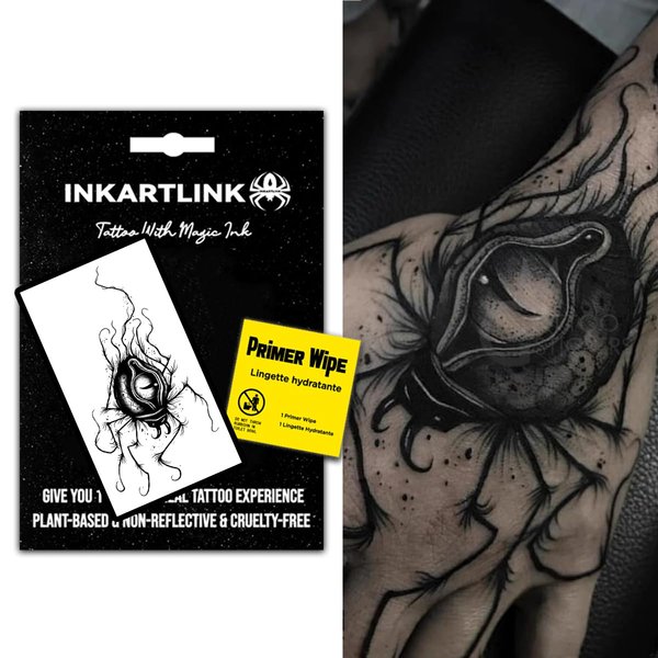 INKARTLINK Temporary Tattoos, Semi Permanent Tattoos, Adult Art Designs, Waterproof Temporary Tattoos, Party Favors, Tattoo Stickers Realistic, No Adhesive, Lasts 1-2 Weeks (Evil eye)