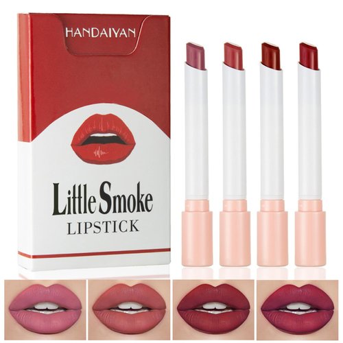 Qawnfy 4 Colors Matte Lipstick Mini Tube Velvet Lipstick Lip Tint Stain Set, 24-Hour Long Lasting Waterproof High Pigmented Lip Gloss (A#)