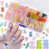 editTime 160PCS Kawaii Colorful Resin Acrylic 3D Bear Nail Art Charms for Nail DIY Crafting Scrapbook Accessories (Multicolor4)