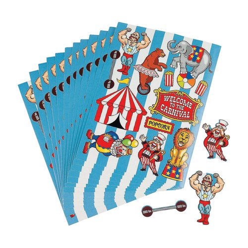 Fun Express Under The Big Top Sticker Sheets Party Accessory, 12 pcs