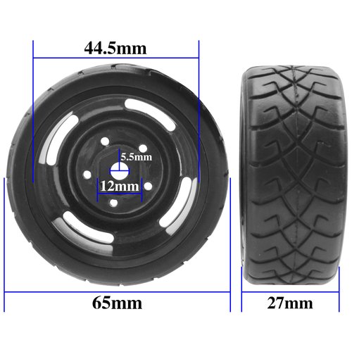 ShareGoo RC 1/10 Scale On Road Tires OD2.55 Rubber & Wheel Rims 12mm Hex Compatible with Traxxas 4 Tec 2.0 Tamiya TT01 XV01 Kyosho WR8 Sakura WLtoys HPI 1/10 RC On Road Racing Car