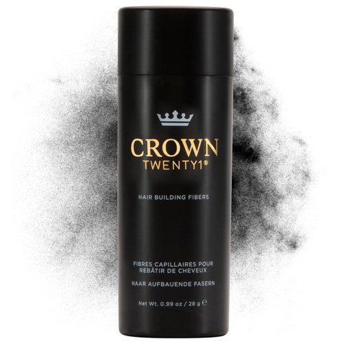 CROWN Hair Building Fibers for Fine & Thinning Hair (BLACK) - Instantly Create Thicker Fuller Looking Hair - Best Natural Keratin Hair Loss Concealer - 13 Shades for Men & Women (0.99oz)