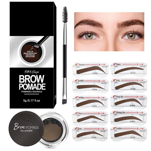 Eyebrow Stamp Stencil Kit Eyebrow Pomade Waterproof Eye Brow Stamping Kit Brow Stamp Trio Kit 10 Eyebrow Stencils With Dual Ended Brow Brush Perfect Natural Brow Pomade Brow Eyebrow Kit Taupe